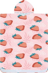 Poncho prosop de plaja STRAWBERRIES roz 80x145 cm