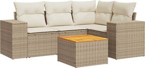 vidaXL Set canapele de grădină cu perne, 5 piese, bej, poliratan