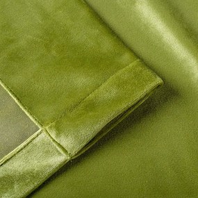 Set draperii din catifea cu rejansa din bumbac tip fagure, Madison, densitate 700 g/ml, Moss green, 2 buc