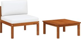 vidaXL Set fotoliu de grădină 2 piese cu perne din lemn de salcâm și frânghie