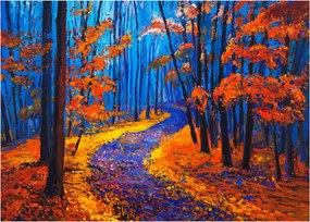 Tablou pe sticlă - Pădurea toamna (70x50 cm)