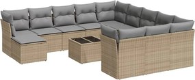 vidaXL Set canapele de grădină, 13 piese, cu perne, bej, poliratan