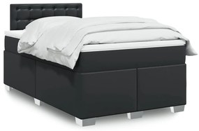 vidaXL Pat box spring cu saltea, negru, 120x190 cm, piele ecologică