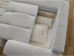 Colțar gri deschis extensibil/cu spațiu de depozitare cu tapițerie din țesătură bouclé (cu colț pe partea stângă/cu șezlong) Roxelane – Bobochic Paris