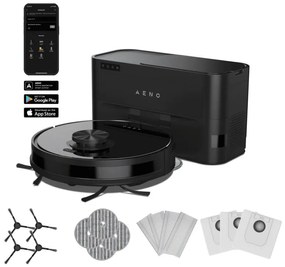 Aspirator robotic AENO ARC0005S, 4000Pa, 3000 mAh, 120 m2, Mapare, Wi-Fi, Comenzi vocale, Autonomie până la 120 min, Negru