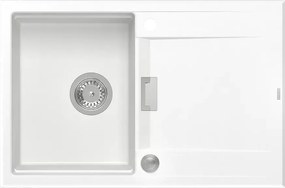 Chiuveta compozit incastrata Quadron Unique Oven alb - inox 76x50 cm