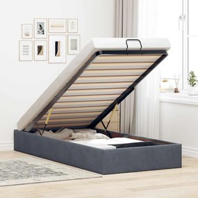 vidaXL Cadru de pat otoman fără saltea Gri închis 90x200 cm catifea
