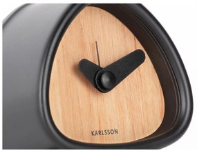Ceas deșteptător cu aspect de lemn Karlsson Triangle, înălțime 8,6 cm, negru