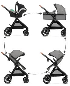 Cărucior de copii combinat 3 în 1 KINDERKRAFT ESME Moonlight grey + scaun auto MINK PRO