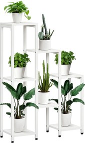 Outsunny Suport pentru flori, suport plante, 7 niveluri, pentru interior și exterior, oțel, alb, 65 x 23 x 94,5cm | Aosom Romania