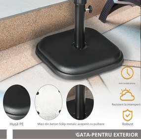 Outsunny Suport Umbrelă de Grădină din Beton 11kg, Bază Pătrată Stabilă pentru Umbrelă Masa Exterior, Negru | Aosom Romania