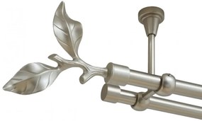 Galerie dubla galaz fara inele prindere tavan 19/19 mm crom mat (Alege marime: 140 cm)