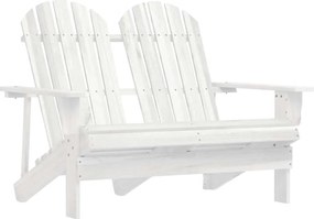 vidaXL Scaun de grădină Adirondack cu 2 locuri, alb, lemn masiv brad