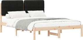 vidaXL Cadru de pat cu tăblie tapițată cu headboard Negru 140 x 190 cm