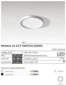 Plafoniera slim LED dimabil, protectie IP40 PANKA 23 CCT alb