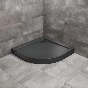 Cadita dus semirotunda Radaway Doros A Compact Stone 80x80 cm acril negru