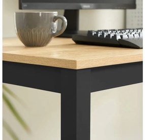 Set de masa 1 + 4, masa TESSA 120x60 cm neagra/decor stejar + scaun din plastic negru ESSEN