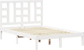 vidaXL Cadru de pat mic dublu, alb, 120x190 cm, lemn masiv