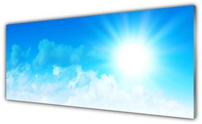 Tablou pe sticla Sun Heaven Peisaj Alb Albastru
