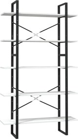 vidaXL Bibliotecă cu 5 rafturi, alb, 100x30x175 cm, lemn masiv de pin