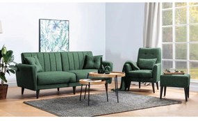 Set canapea extensibilă, Unique Design, 867UNQ1682, Lemn de carpen, Verde