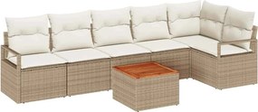 vidaXL Set de canapele pentru grădină 7 pcs Bej și crem poliratan