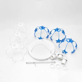 Lustră pe cablu pentru copii STARS 3xE27/15W/230V albastru/alb