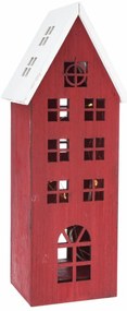 Decorațiune de Crăciun din lemn LED Light house roșu, 11,7 x 21 x 9,8 cm
