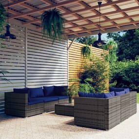 3101502 vidaXL Set mobilier de grădină cu perne, 7 piese, gri, poliratan