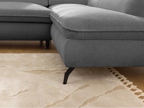 Colțar gri cu tapițerie din chenille (cu colț pe partea dreaptă/în formă de ”L”) Marbeya – Ropez