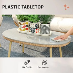 Outsunny Set mobilier grădină 4 piese Set lounge din polyrattan cu canapea 2 locuri 2 fotolii masă Șezut adânc Perne groase | Aosom Romania