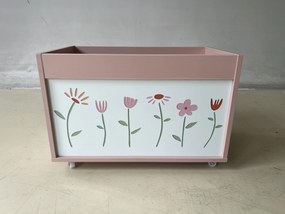 AIYAPLAY Cufăr pentru jucării copii 3-8 ani cu roți, 34,5 L, 15 kg, 50 x 30 x 33,5 cm, pentru dormitor, roz | Aosom Romania