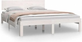 vidaXL Cadru de pat, alb, 140x200 cm, lemn masiv de pin