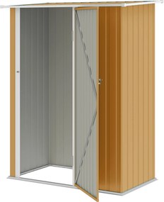 Outsunny Căsuță de Grădină 1.07m² din Oțel Zincat, Căsuță pentru Unelte cu Ușă Blocabilă, Acoperiș Înclinat, 142x86x189 cm, Galben | Aosom Romania