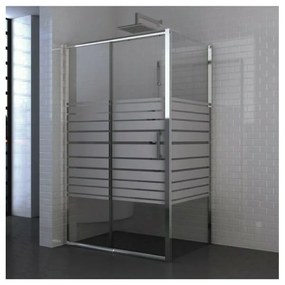 Cabina de dus dreptunghiulara Inter Ceramic cu usa glisanta 140x100 cm crom lucios-alb - transparent cu linii