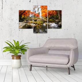 Tablou - Cascade în peisaj de toamnă, portocaliu (90x60 cm)