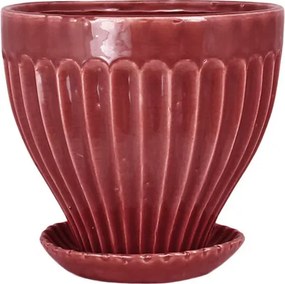 Oală decorativă vintage din ceramică stoneware, burgundy „Anna”
