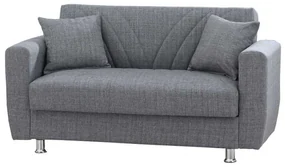 Canapea extensibila Ernest, 2 locuri, material textil, gri, lada depozitare
