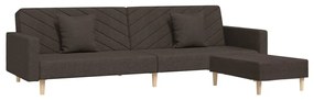 Canapea extensibila 2 locuri, 2 pernetaburet, maro, textil Maro inchis, Cu scaunel pentru picioare