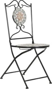 Scaun de exterior din fier forjat, cu design mozaic ceramic, stil mediteraneean, "Tesera"