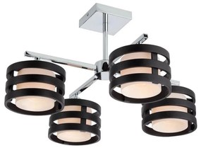 Redo 01-627 - Lustră cu tijă KIM, 4 x E14, 28 W, 230 V, crom lucios/negru