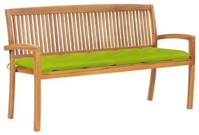 vidaXL Bancă de grădină stivuibilă cu pernă, 159 cm, lemn masiv de tec