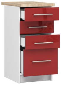 Dulap inferior de bucătărie Ozara S40 SZ4 (alb + roșu lucios). 1071104