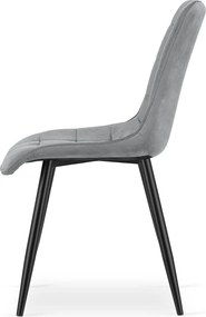Scaun de masa SPLIT VELVET cu picioare negre, gri deschis