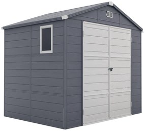 Outsunny Casa de grădină cu fereastră de ventilație, plastic și metal, 240 x 190 x 180/228 cm, Gri | Aosom Romania