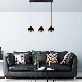 Lustră pe cablu YILDO, 3xE27/40W/230V, negru/auriu