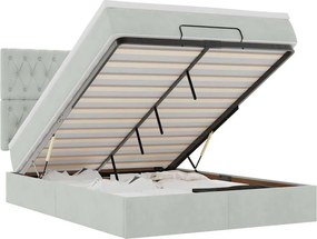 vidaXL Cadru de pat otoman cu saltele Gri deschis 140x200cm catifea