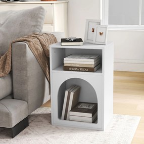 HOMCOM Set de 2 mese de noapte, masă de noapte cu compartimente deschise, design arcuit, 40 x 30 x 60 cm, alb | Aosom Romania