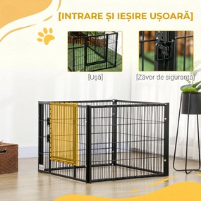 PawHut Tarc de Joacă pentru Animale, 6 Panouri din Oțel, Lungime Ajustabilă 82,5-150x61cm, Ideal pentru Interior/Exterior, Negru | Aosom Romania