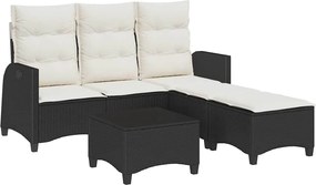 vidaXL Set canapea grădină 3 piese cu perne formă L polirattan negru